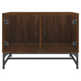 Coffee Table with Glass Doors Brown Oak 68.5x50x50 cm 836545