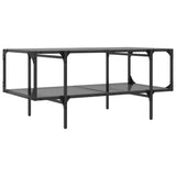 Coffee Table with Black Glass Top 98.5x50x45 cm Steel 846043