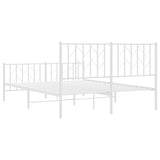 ZNTS Metal Bed Frame with Headboard and Footboard White 140x190 cm 374504