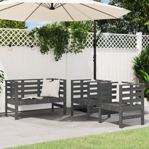 ZNTS 3 Piece Garden Lounge Set Grey Solid Wood Pine 825144