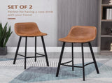 Bar Stools Set of 2, PU Leather Kitchen Stools, Upholstered Breakfast Bar Chairs with Backrest, T3398P343520