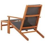 Garden Chair with Footrest Solid Eucalyptus Wood and Textilene 48700