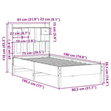 Bookcase Bed without Mattress White 75x190 cm Small Single Solid Wood Pine 3322934