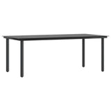 7 Piece Garden Dining Set Black Poly Rattan Glass 3334539