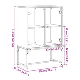 Side Cabinet with Glass Doors Concrete Grey 69x37x100 cm 836549