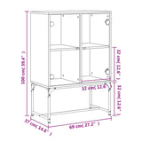 Side Cabinet with Glass Doors White 69x37x100 cm 836546