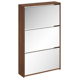 Shoe Cabinet with Mirror 3-Layer Brown Oak 63x17x102.5 cm 342640