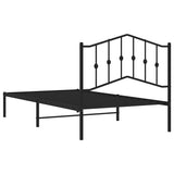 Metal Bed Frame without Mattress with Headboard Black 100x190cm 373783