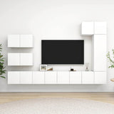 8 Piece TV Cabinet Set White Engineered Wood 3078716