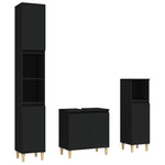 ZNTS 3 Piece Bathroom Furniture Set Black Engineered Wood 3185582