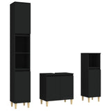 ZNTS 3 Piece Bathroom Furniture Set Black Engineered Wood 3185582