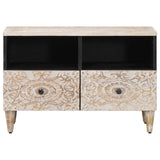 TV Cabinet White 70 x 33.5 x 46 cm Solid Mango Wood 4018369