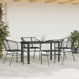 5 Piece Garden Dining Set Black Poly Rattan Glass 3334585