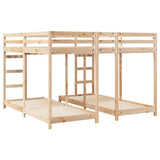 Triple Bunk Bed Frame Natural 80 / 200 x 200 cm Solid Pine Wood 3414558
