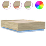 Bed Frame with LED without Mattress Sonoma Oak 135x190 cm Double 3209648
