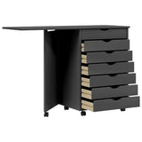 Rolling Cabinet with Desk MOSS Grey Solid Wood Pine 355902