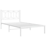 Metal Bed Frame without Mattress with Headboard White 100x190cm 376171