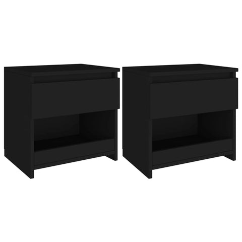 ZNTS Bedside Cabinets 2 pcs Black 40x30x39 cm Engineered Wood 803446