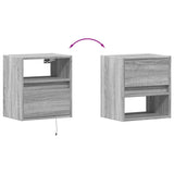 ZNTS Wall-mounted Bedside Cabinet with LED Lights Grey Sonoma 3307985