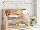 Wooden Hamster Cage with Detachable 31cm Deep Bottom, Hut, Seesaw, Exercise Wheel, Ramp, 80 x 50 x T3398P425408