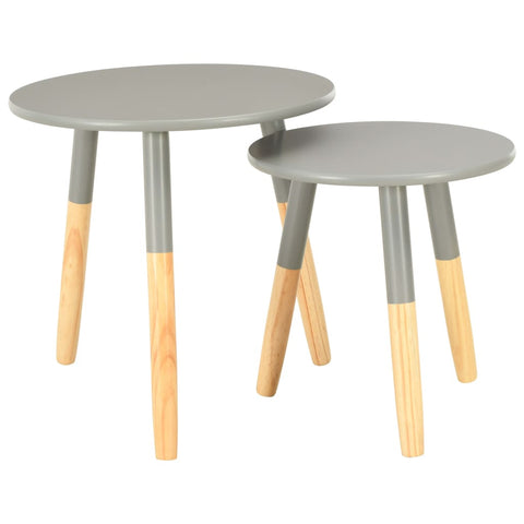 ZNTS Side Tables 2 pcs Grey Solid Pinewood 285217