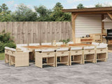 15 Piece Garden Dining Set with Cushions Beige Poly Rattan 3211240