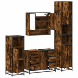 4 Piece Bathroom Furniture Set Smoked Oak Engineered Wood 3301232