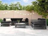 7 Piece Garden Lounge Set with Cushions Grey Solid Wood 3185838