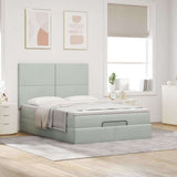 Ottoman Bed with Mattresses Light Grey 140x200cm Velvet 3313403