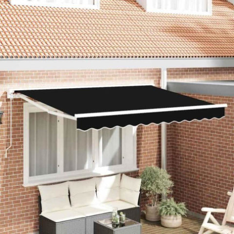 Retractable Awning Manual Black 350x200 cm Fabric 3329709