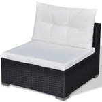 5 Piece Garden Lounge Set with Cushions Poly Rattan Black 42740