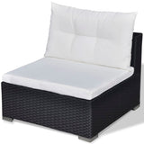 5 Piece Garden Lounge Set with Cushions Poly Rattan Black 42740