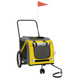 Pet Bike Trailer Yellow and Grey Oxford Fabric and Iron 93903