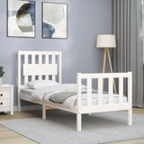 Bed Frame without Mattress White Small Single Solid Wood Pine 3192387