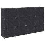 Storage Cube Organiser with 12 Cubes and Doors Black PP 4019578