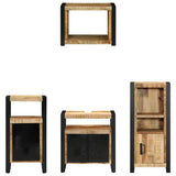 Bathroom Furniture Set 4 pcs Brown and Black Solid Mango Wood 3305662