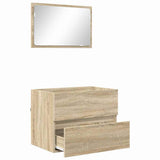 Bathroom Furniture Set with Drawer Sonoma Oak Engineered Wood 876034