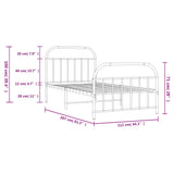 Metal Bed Frame without Mattress with Footboard Black 107x203cm 353649