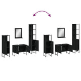 4 Piece Bathroom Cabinet Set Black Engineered Wood 3214359