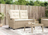 Reclining Garden Bench with Cushions Beige Poly Rattan 368229