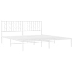 ZNTS Metal Bed Frame with Headboard White 180x200 cm Super King Size 374490