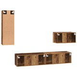 Wall TV Cabinet Wall-mounted 4 pcs Old Wood Engineered Wood 3393465