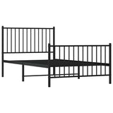 Metal Bed Frame without Mattress with Footboard Black 100x190cm 350876