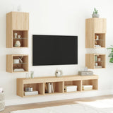 Bedside Cabinets with LED Lights Wall-mounted 2 pcs Sonoma Oak 837118