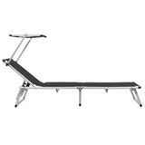 Sun Lounger Black Aluminium, Textilene Standard adult size 312458