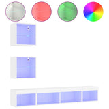 5 Piece TV Wall Units with LED White Engineered Wood 3216697