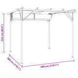 Pergola with Retractable Roof Cream White 3x3 m Steel 49325