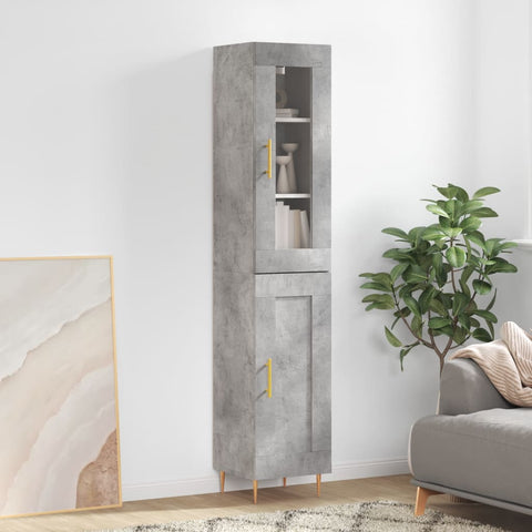 Highboard Concrete Grey 34.5x34x180 cm Engineered Wood 3199485