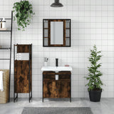 3 Piece Bathroom Cabinet Set Smoked Oak Engineered Wood 3214757