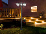 1.8m Traditional Victorian Style 3 Way Head Outdoor Garden Solar Post Lamp Sensor Dimmable LED T3398P313619